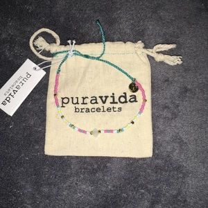 🌟Pura Vida pink, turquoise & gold beaded bracelet